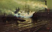 Lionel Walden The Docks at Cardiff china oil painting artist